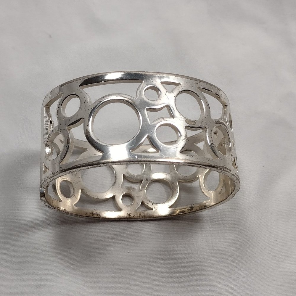 Silver circle cuff bracelet